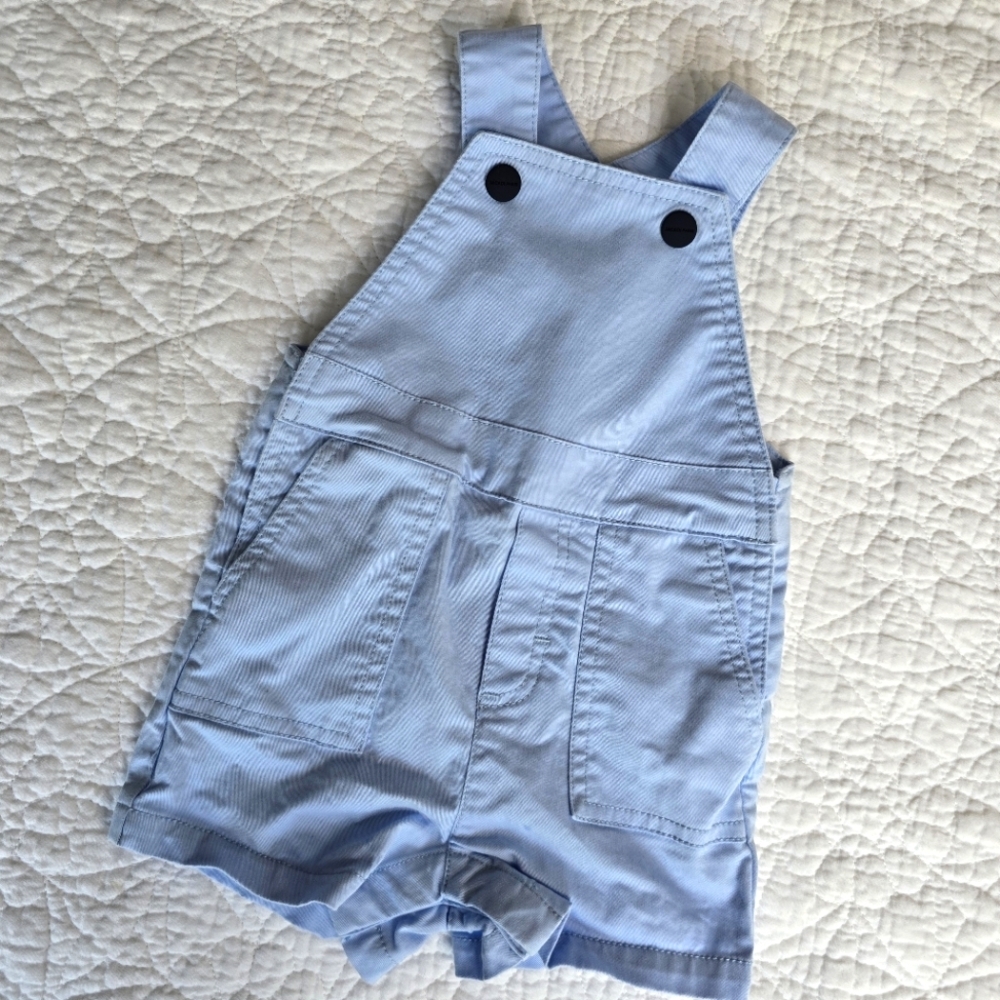 Jacadi Paris Baby Blue Romper Shortalls 6 Months